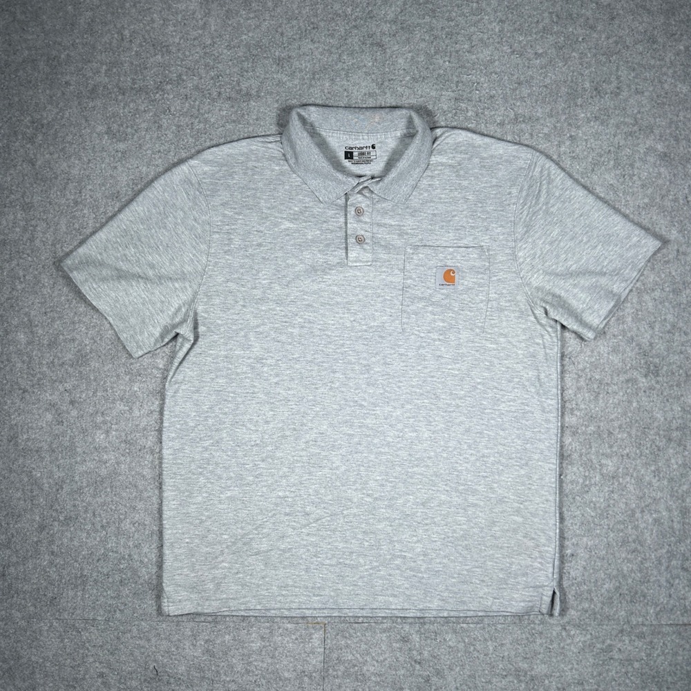 Carhartt Polo Mens Large Gray Loose Fit K570 HGY Workwear Pocket Casual Gorpcore